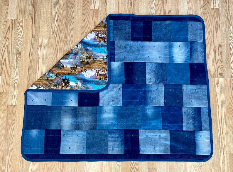 Denim Quilt. Country Living Denim Throw Blanket. Rustic Etsy