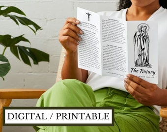 Latin English Rosary PRINTABLE DOWNLOAD Trifold with 3 Mysteries Only - Traditional Catholic Rosary Pamphlet