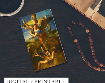 Saint Michael PRINTABLE Prayer Card - Latin English, Printable Folding Version (Digital Download)