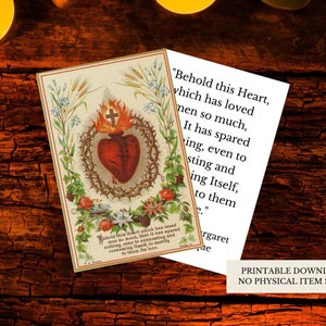Sacred Heart PRINTABLE DOWNLOAD Catholic Prayer Card with Words of Jesus Double Single Sided Variations image 1