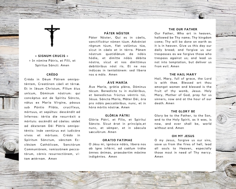 The Rosary in Latin & English Trifold Printable Traditional - Etsy