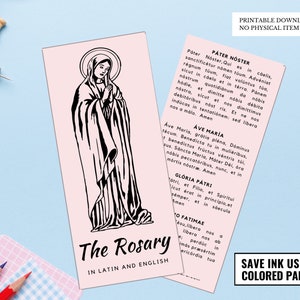 Latin English Rosary PRINTABLE DOWNLOAD Trifold with 3 Mysteries Only Traditional Catholic Rosary Pamphlet image 8