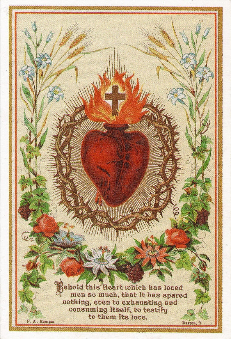 Sacred Heart PRINTABLE DOWNLOAD Catholic Prayer Card with Words of Jesus Double Single Sided Variations image 2