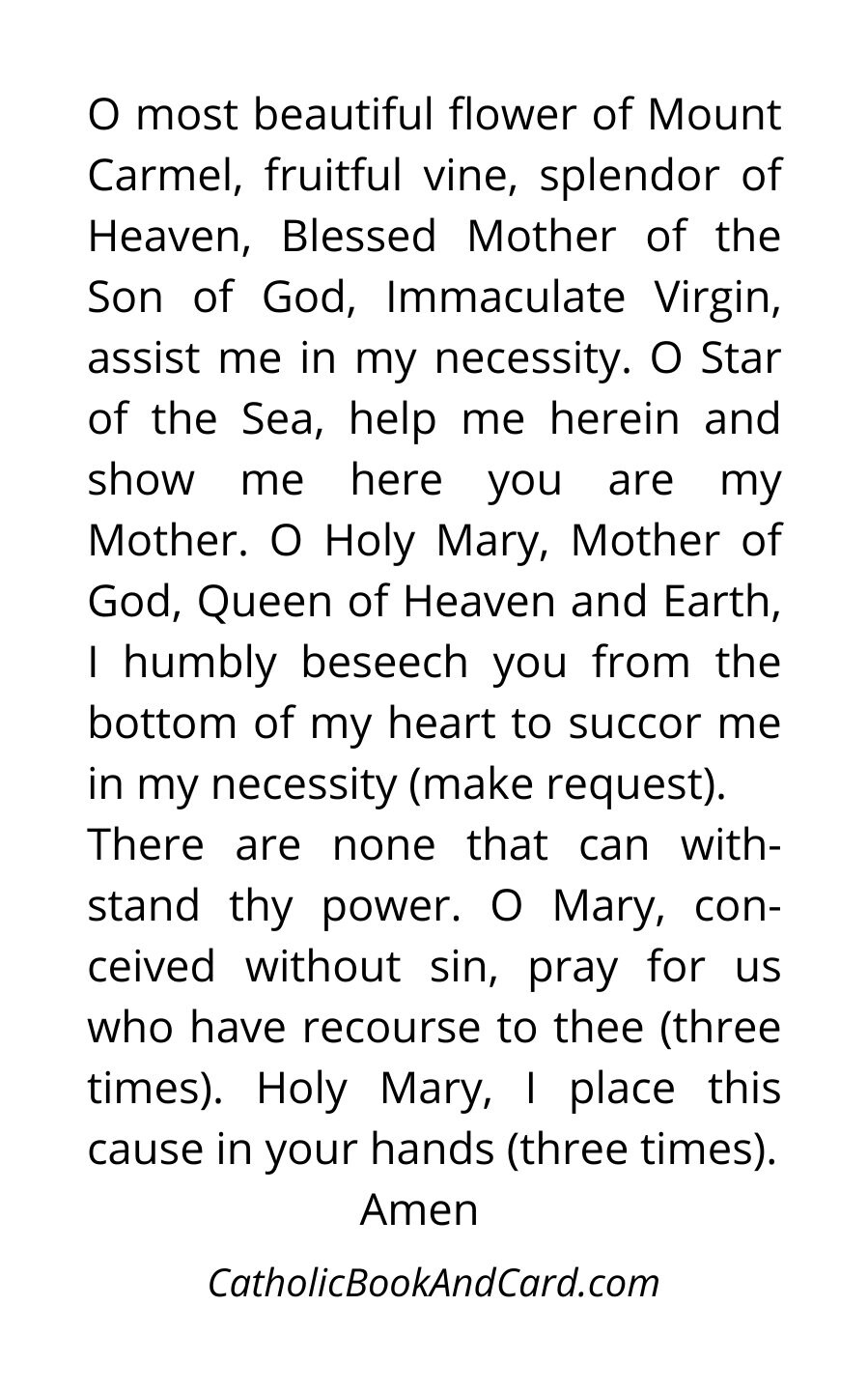 Our Lady of Mt. Carmel Printable Prayer Card Madonna & Child - Etsy Canada