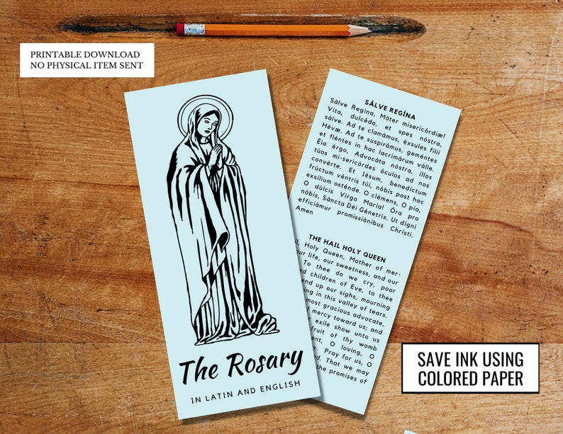 Latin English Rosary PRINTABLE DOWNLOAD Trifold with 3 Mysteries Only Traditional Catholic Rosary Pamphlet image 6