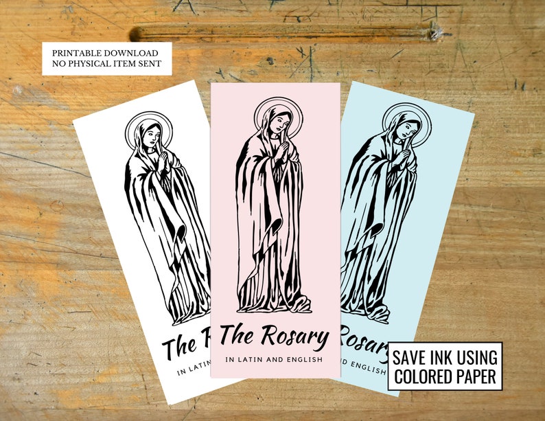 Latin English Rosary PRINTABLE DOWNLOAD Trifold with 3 Mysteries Only Traditional Catholic Rosary Pamphlet image 5