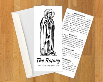 The Rosary in Latin & English Trifold Printable - Traditional Catholic Prayer Pamphlet - Black and White Only
