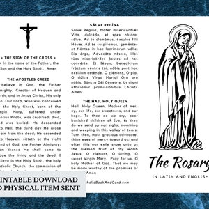 Latin English Rosary PRINTABLE DOWNLOAD Trifold with 3 Mysteries Only Traditional Catholic Rosary Pamphlet image 2