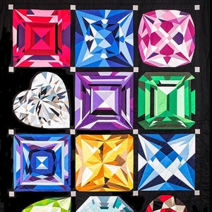 Birthstones Block Of the Month Pattern -by MJ Kinman - Pick just 1 or all 12!- BOM