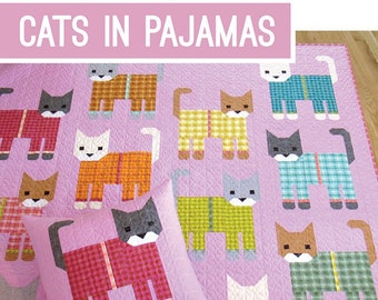 Ensemble ou motif de courtepointe Chats en pyjama - Elizabeth Hartman