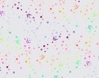 Tula Pink - NEW True Colors -Fairy Dust - Whisper - RAINBOW!  - PWTP133.WHISPER