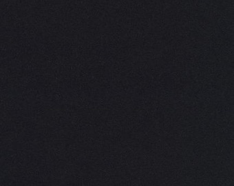 May include: A close-up shot of a solid black fabric. The material has a subtle, textured weave pattern, creating a slightly rough surface. The dark color suggests a formal or versatile textile suitable for various applications.
