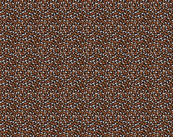 May include: A black background with a repeating pattern of small orange and white shapes. The shapes are scattered randomly across the background.