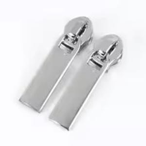 May include: Two silver zipper pulls with a rectangular slider. The zipper pulls are about 2 inches long.