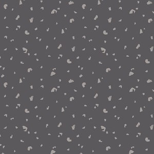 May include: A seamless pattern with a gray background and white abstract shapes. The shapes are scattered randomly across the background.