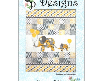 Mommy and Me Baby Elephant Quilt Pattern with Cute Balloons