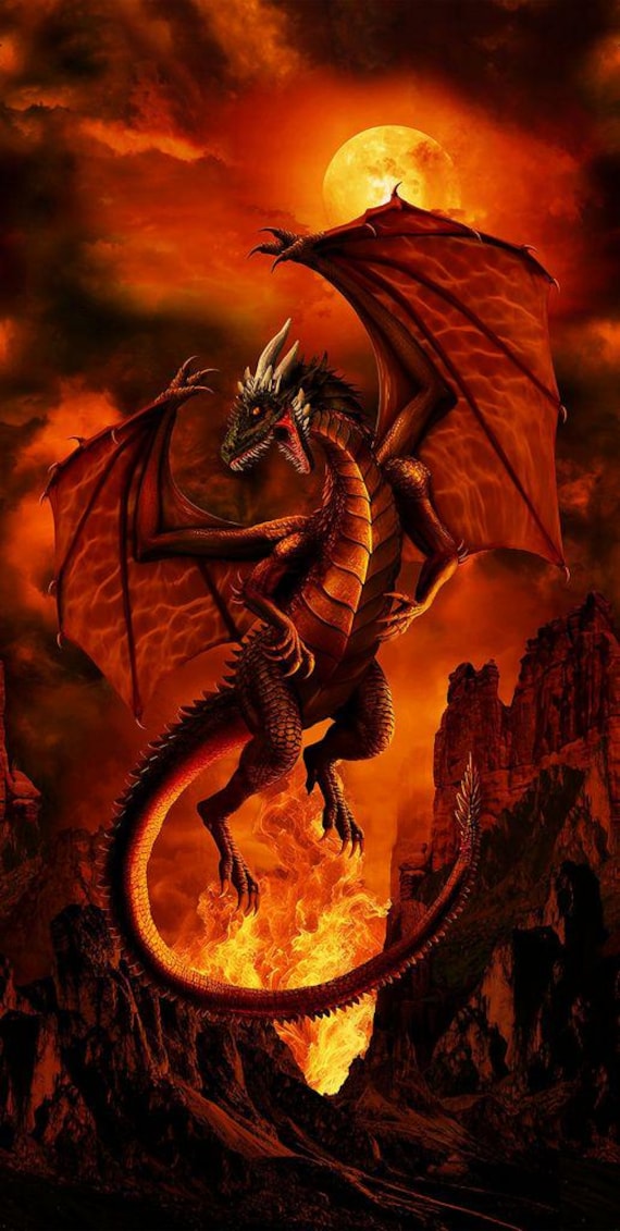 Timeless Treasures - Dragon Fire - Dragon Fire Panel - PANEL