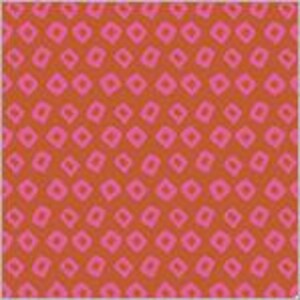 Pode incluir: Um padrão sem costura com um design repetitivo de quadrados rosa e laranja sobre um fundo marrom.