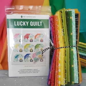 Exclusive Lucky Quilt Kit - Throw Size - Pen and Paper patterns - Rainbows, Pots of Gold, St. Patricks Day fun!