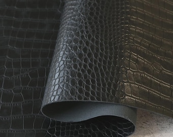 Sallie Tomato - Faux Leather - Half Yard (18") Precut - Black Alligator