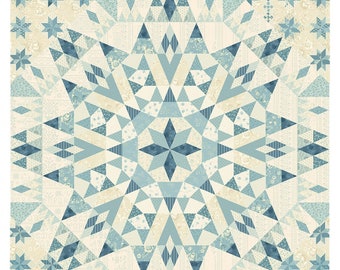 May include: A quilt pattern called "Montana" with a blue and white geometric design. The quilt is 60 inches by 60 inches. The pattern is for a laundry basket quilt.