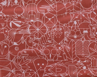 Charley Harper - Birch Fabrics - End Papers - CH-300-BURNTBRICK