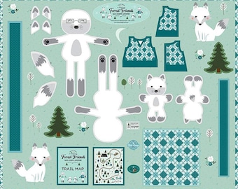 Riley Blake - Forest Friends - Panel lalki Forest Friends Todd Arctic - PD12698-Arctic