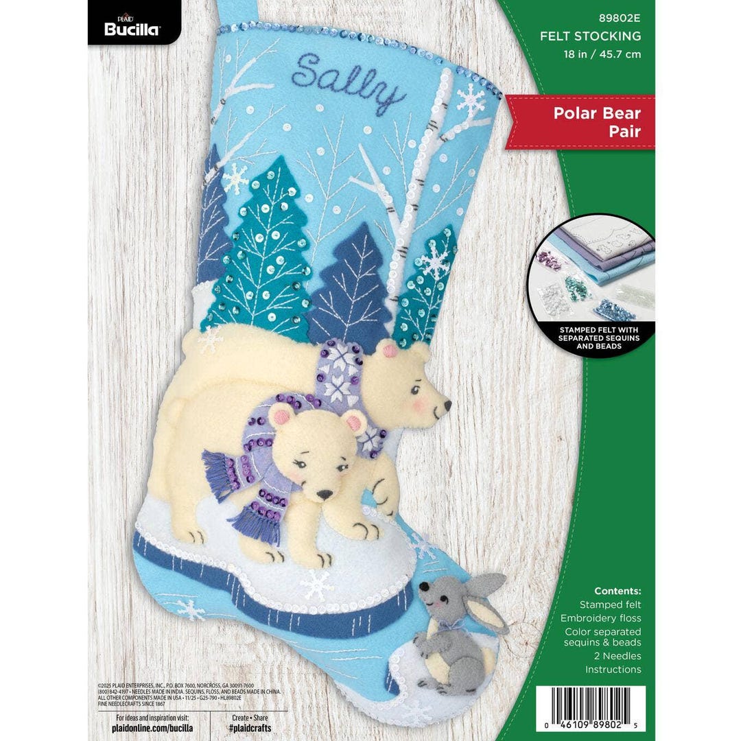 Bucilla - Seasonal Christmas Felt Stocking Kit - Polar Bear Pair - Etsy