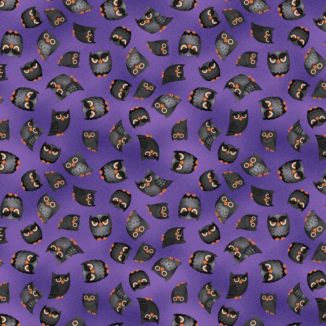 Clothworks - Hey Boo! - Hoot Owls - Y3844-27 Purple - Etsy