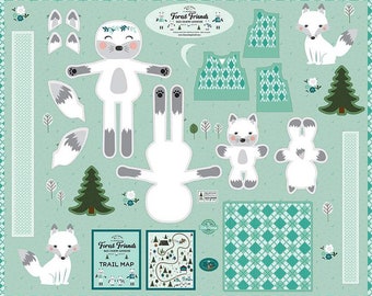 Riley Blake - Forest Friends - Panel lalki Forest Friends Vixen Arctic - PD12699-Arctic