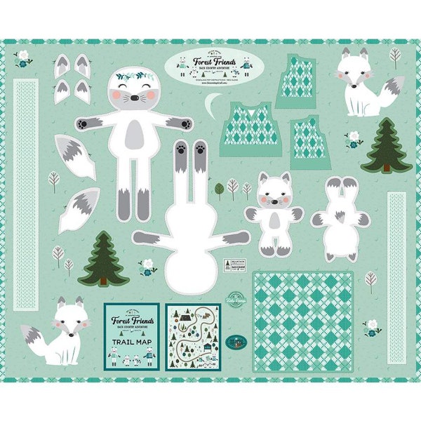 Riley Blake - Forest Friends - Forest Friends Doll Panel Vixen Arctic - PD12699-Arctic