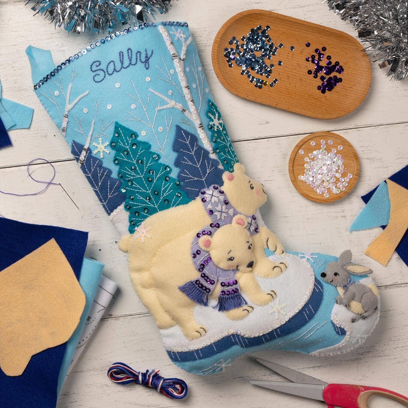 Bucilla - Seasonal Christmas Felt Stocking Kit - Polar Bear Pair - Etsy