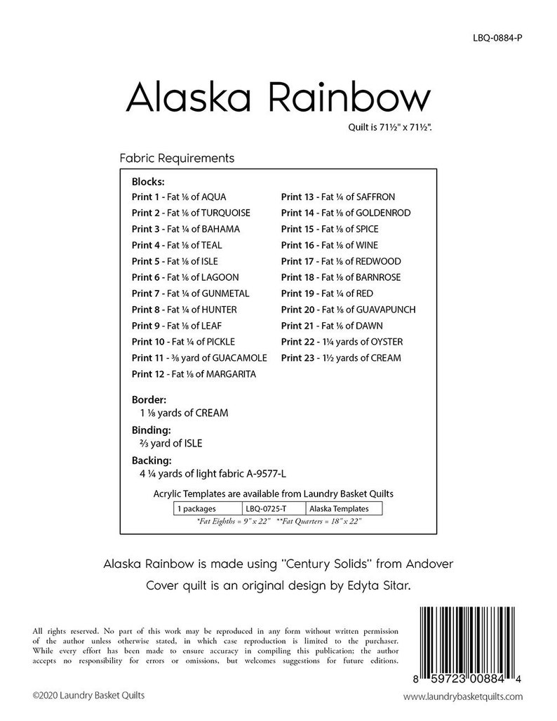 Rainbow Alaska Quilt Pattern -from Laundry Basket Quilts by Sitar ...