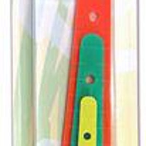 May include: A package containing three plastic elastic and ribbon tape threaders in orange, green, and yellow. The package has the brand name "BOHIN" and the text "Elastic & ribbon tape threader".
