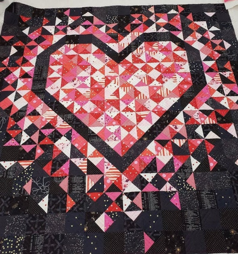Late Night Love Exploding Heart Quilt Kit Slice of Pi Quilts Etsy