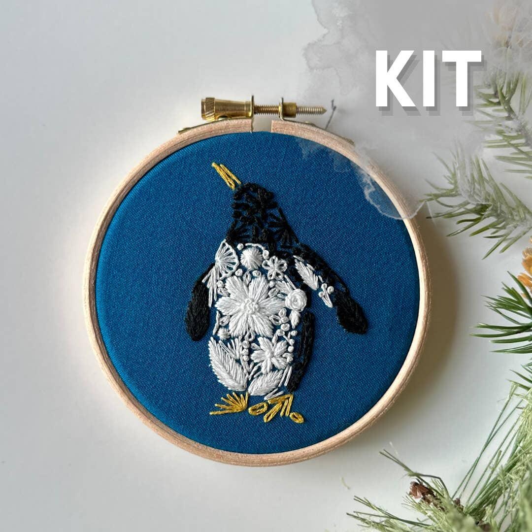 Mini Embiodery Set Nest Embirdery - Hand Embroidery Kit - Penguin Pal Mini Embroidery Kit ...