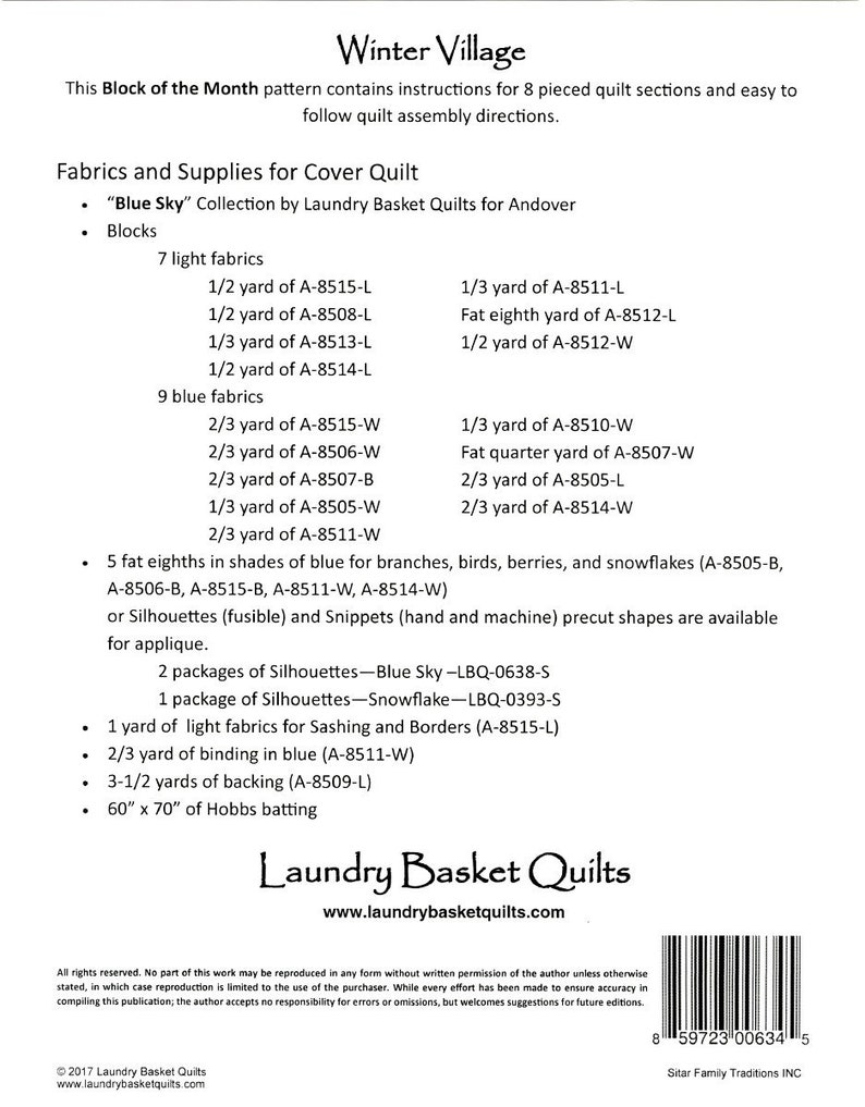 Winter Village Quilt Pattern From Laundry Basket Quilts By Etsy