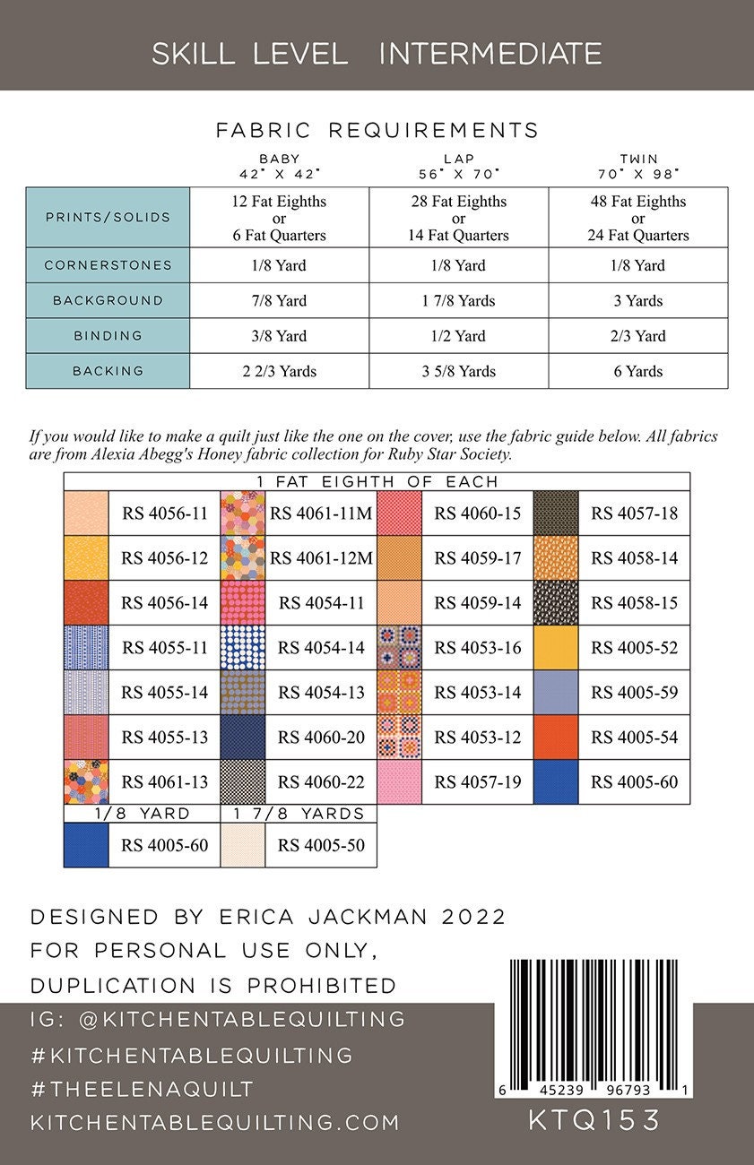 The Elena Quilt Pattern - Kitchen Table Quilting - Etsy