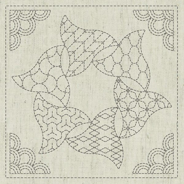 QH Textiles - Sashiko-Tuch - Kaza - Guruma 5