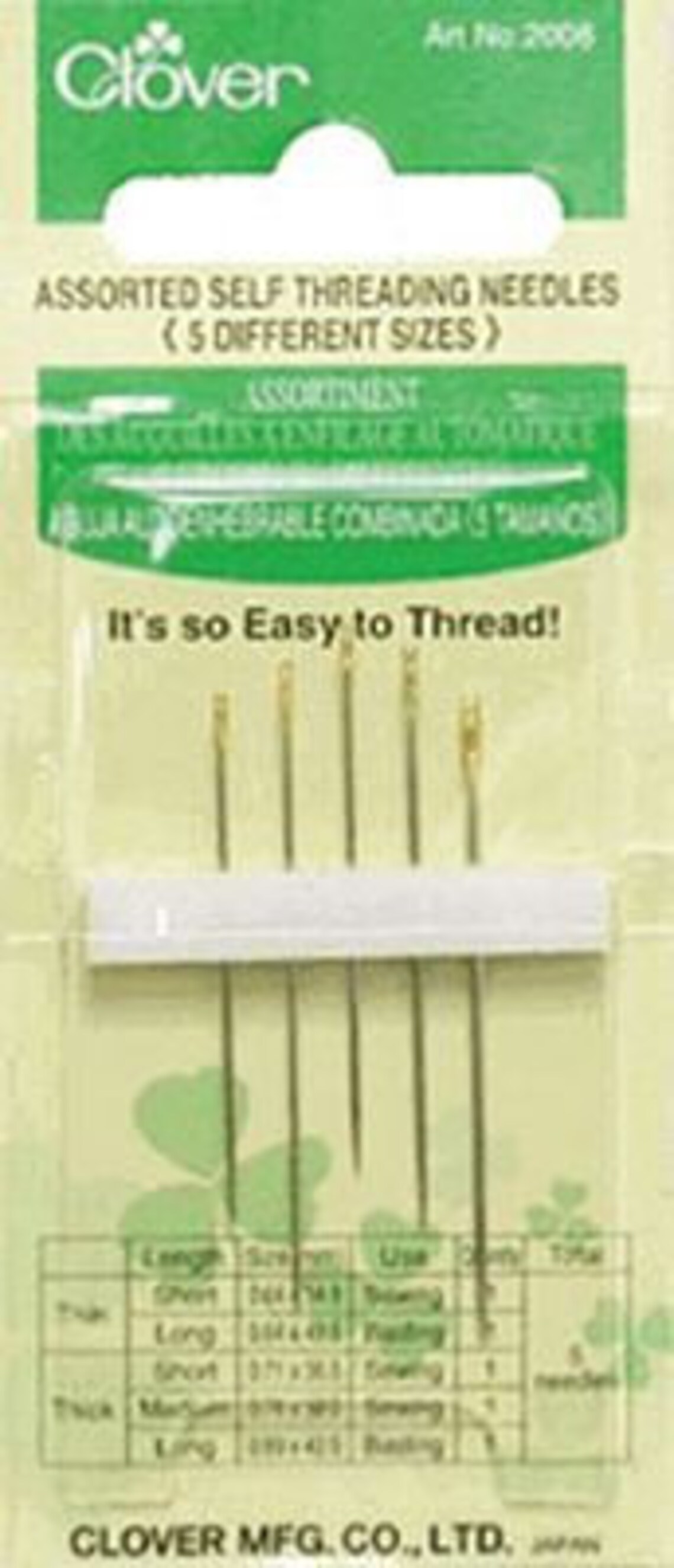 Self Threading Needles Assorted 5 Pc clover Needlecraft Etsy