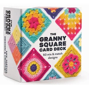 May include: A white box titled "The Granny Square Card Deck" with colorful crochet square designs. The box features text that reads "50 mix & match designs" and "Design & Crochet". The crochet squares are in various colors.