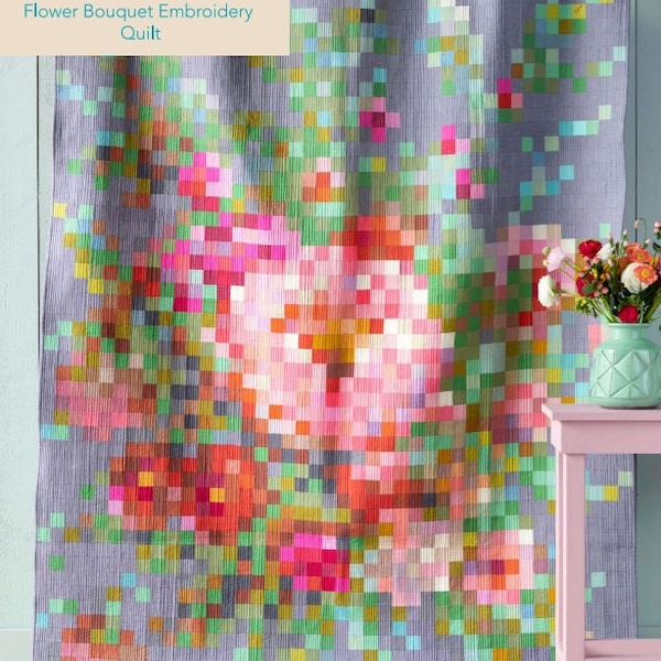 NEW Embroidery Flower Boquet Quilt Kit - Kona Solids OR Tilda Fabrics