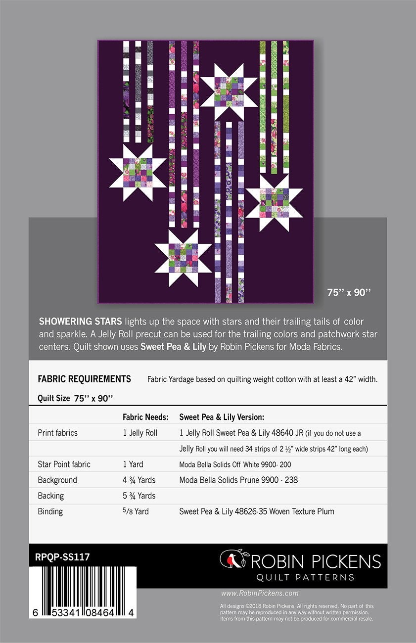 Showering Stars Quilt Pattern by Color and Quilt by Robin Pickens - Etsy