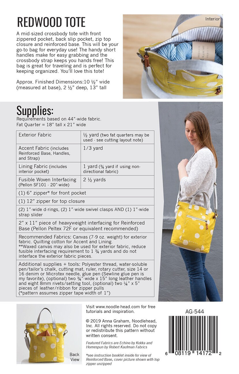 Redwood Tote Bag Pattern From Noodlehead By Graham Anna Etsy
