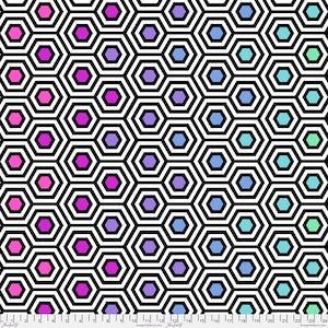 Tula Pink - True Colors Quilt Backs  -Wideback -  Backing Fabric 108&quot; -  Rainbow Hexy XL - Ink - QBTP012.INK