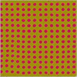 Pode incluir: Um fundo verde com um padrão repetitivo de círculos rosa.