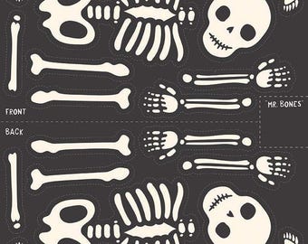 Riley Blake - Hey Pumpkin - Mr. Bones Jr. Skeleton Panel - 16039 - PANEL