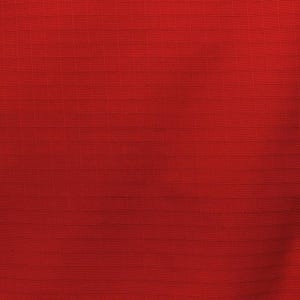 May include: A vibrant red fabric featuring a distinct grid pattern known as ripstop. The material displays a consistent square weave texture throughout the surface, creating a structured and durable appearance with a uniform matte finish in deep red.