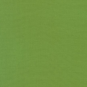 May include: A solid green fabric with a textured weave. The color is a vibrant, medium green, reminiscent of fresh spring foliage. The fabric appears to be a tightly woven material, suitable for various crafting and sewing projects.