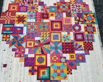 Patrón de colcha con forma de corazón bohemio - Jen Kingwell Designs